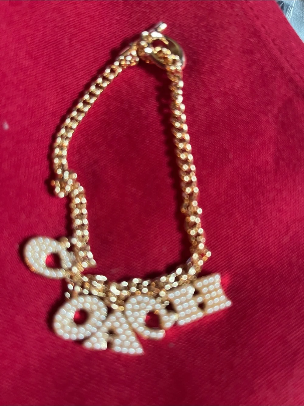 Gold Tone Pavé Letter Charm Bracelet - Women Jewelry
